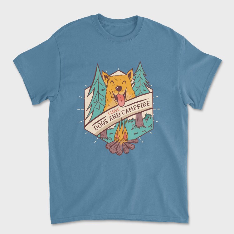 I Love Dogs and Campfire, Unisex Men's T-Shirt