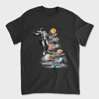 Astronaut Planets Christmas Tree, Unisex Men's T-Shirt