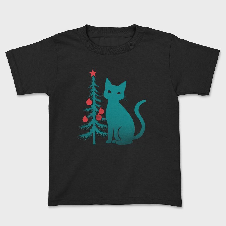 Christmas Cat Flat, Kids' T-Shirt