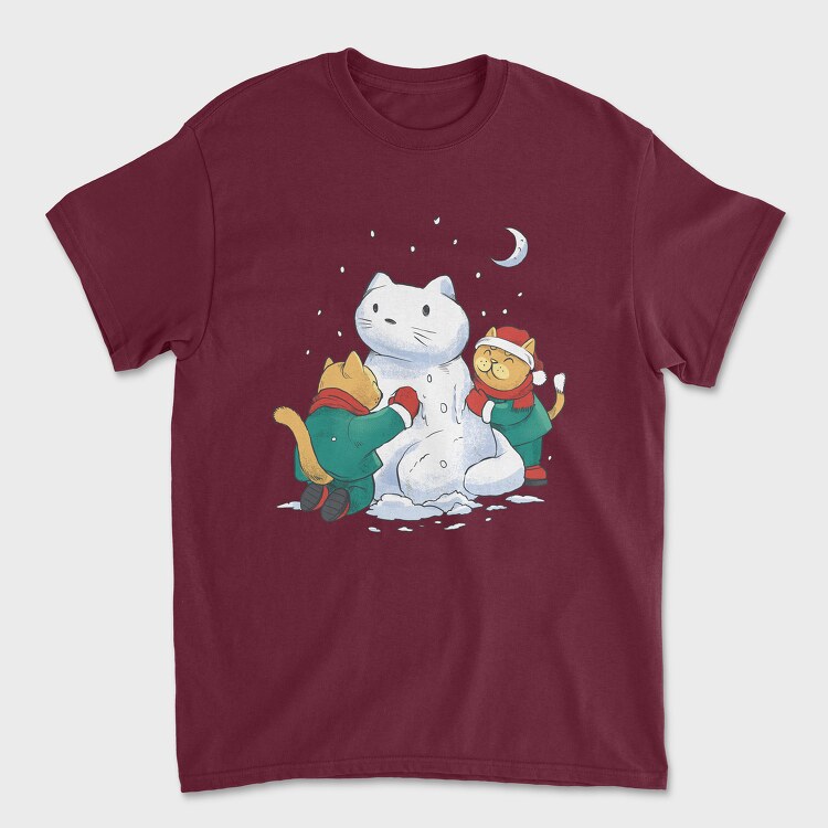 Christmas Cats Snowman, Унисекс Мъжка Тениска