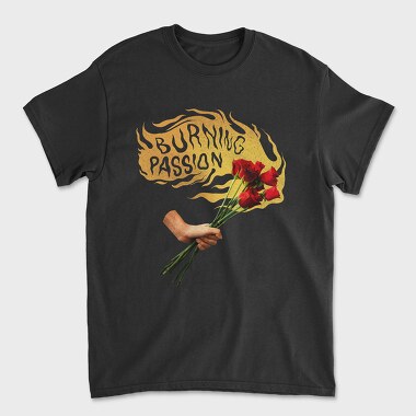 Fire Burning With Passion Flowers, Unisex Men's T-Shirt