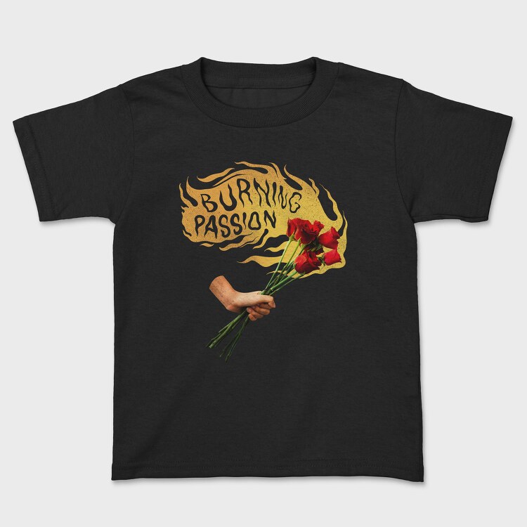 Fire Burning With Passion Flowers, Kids' T-Shirt