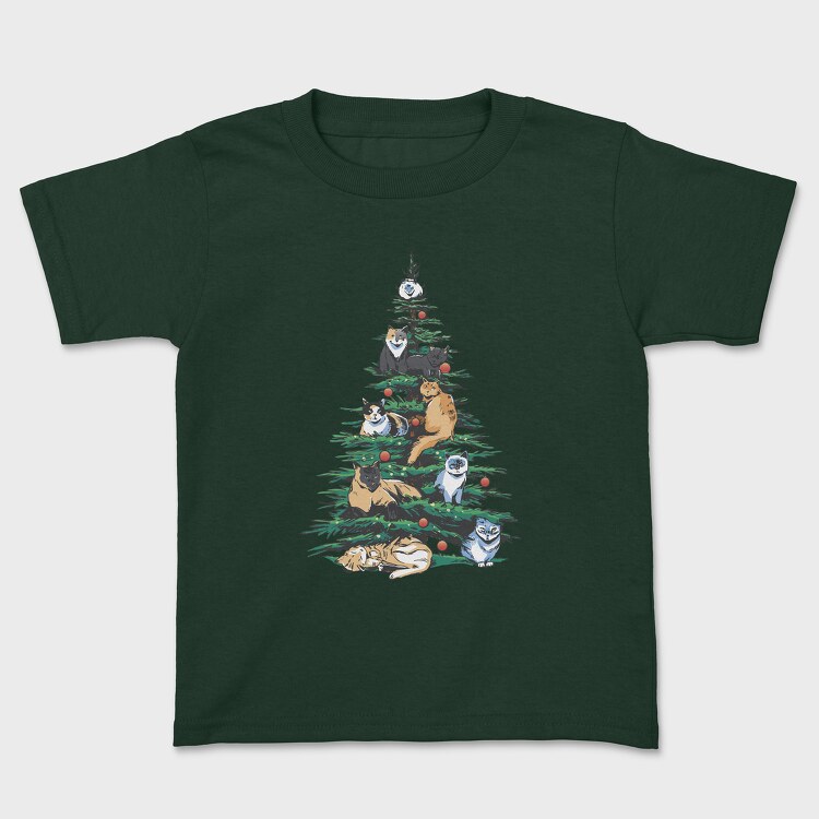 Christmas Tree Cats Realistic, Детска Тениска