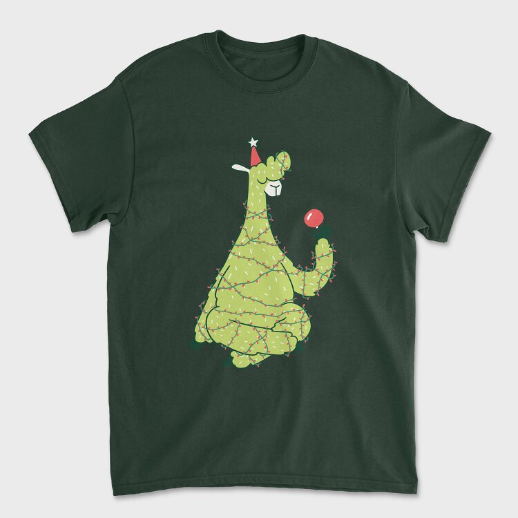 Christmas Tree Llama, Унисекс Мъжка Тениска