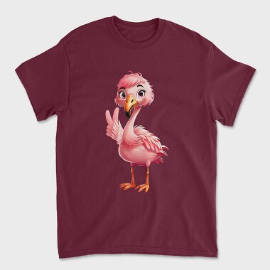 Flamingo Victory Sign, Unisex Men's T-Shirt
