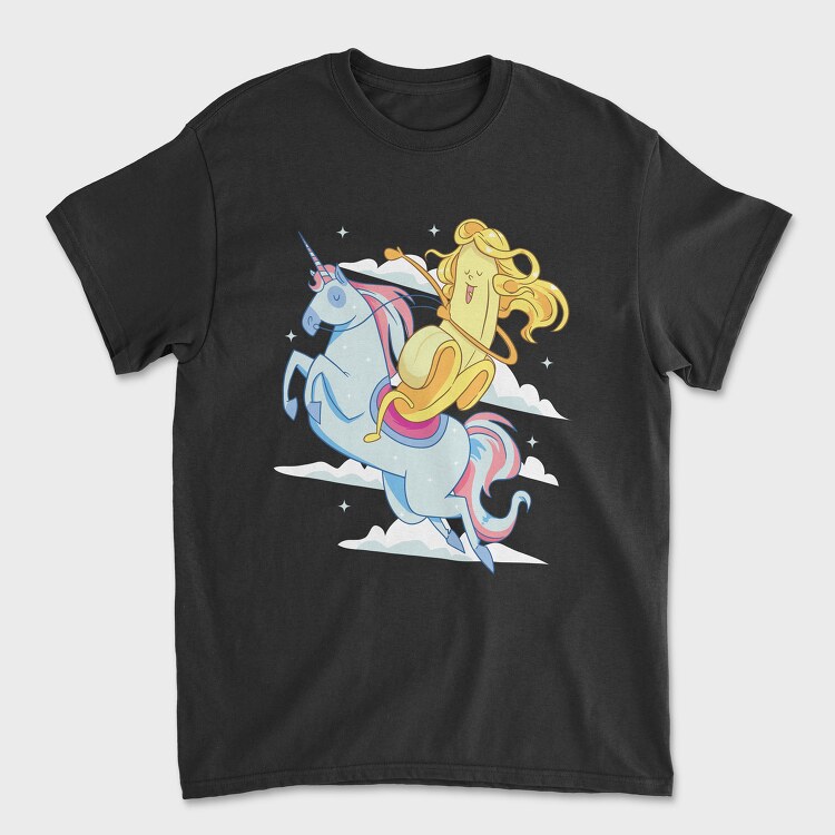 Banana Riding Unicorn, Unisex Men's T-Shirt