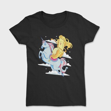 Women's T-Shirt, Banana Riding Unicorn