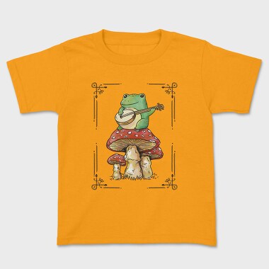 Banjo Frog on a Mushroom, Kids' T-Shirt