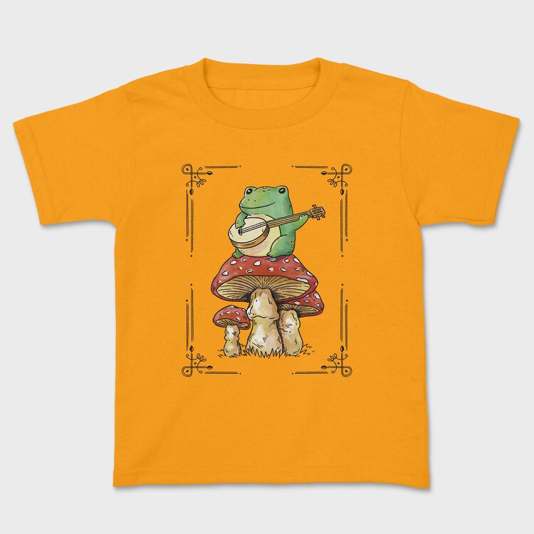 Banjo Frog on a Mushroom, Kids' T-Shirt