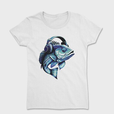 Women's T-Shirt, Bass Fish Headphones