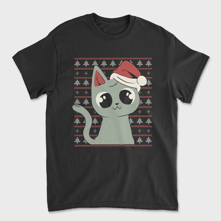 Ugly Sweater Christmas Cat, Унисекс Мъжка Тениска