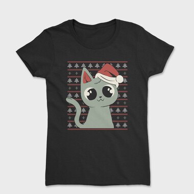 Ugly Sweater Christmas Cat, Women's T-Shirt