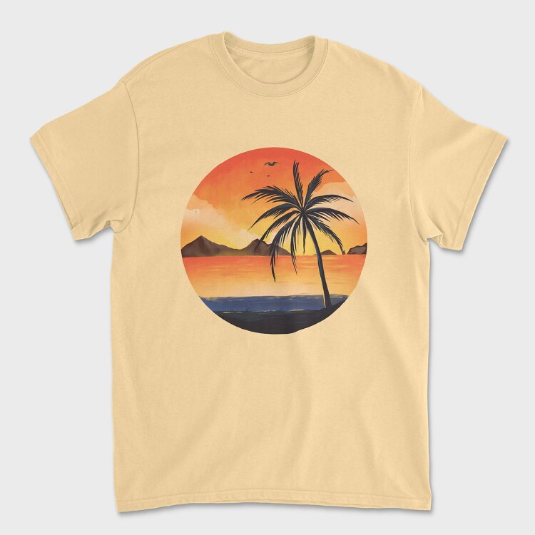 Beach Sunset Palm, Unisex Men's T-Shirt