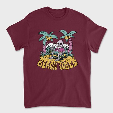Beach Vibes Skeleton, Unisex Men's T-Shirt