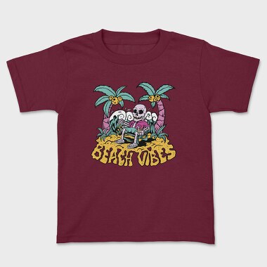 Beach Vibes Skeleton, Kids' T-Shirt