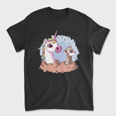 Unicorn and Meerkat, Unisex Men's T-Shirt