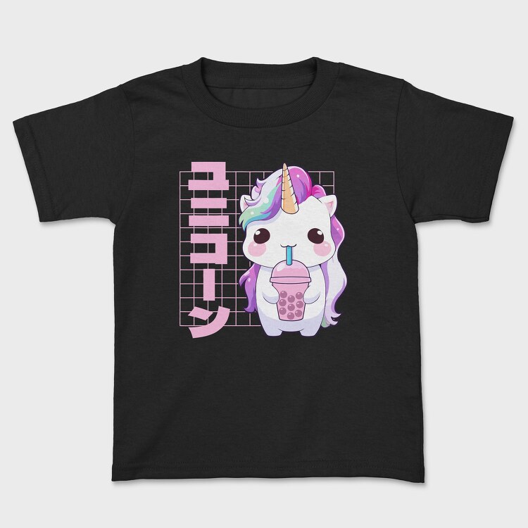 Unicorn Cute Boba Tea, Kids' T-Shirt