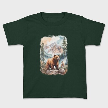 Bear Watercolor Forest, Kids' T-Shirt