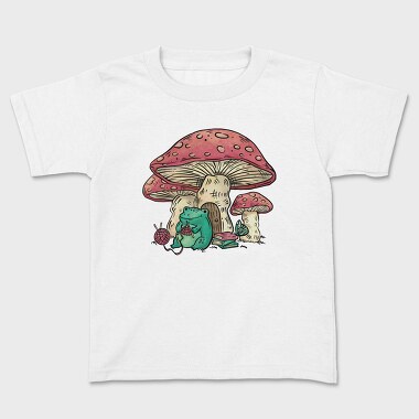 Frog Knitting Mushroom House, Kids' T-Shirt
