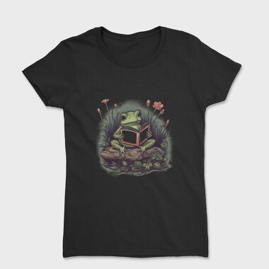 Frog Reading Flowers, Women's T-Shirt