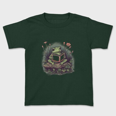 Frog Reading Flowers, Kids' T-Shirt