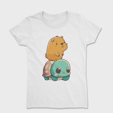 Kawaii Capybara and Turtle, Women's T-Shirt