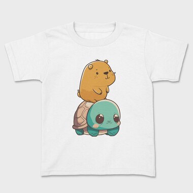 Kawaii Capybara and Turtle, Kids' T-Shirt