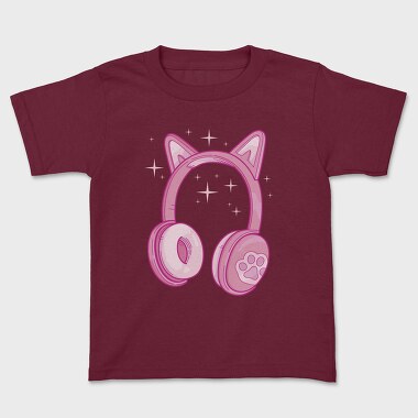 Детска Тениска, Kawaii Pink Headphones