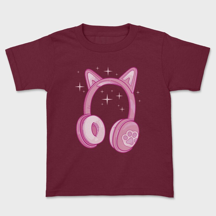 Kawaii Pink Headphones, Kids' T-Shirt