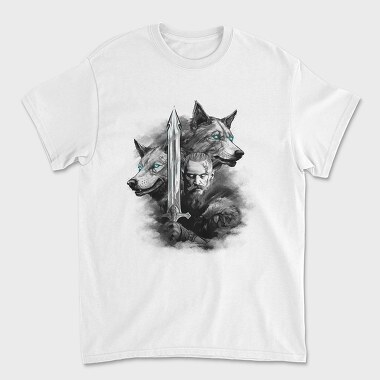 Viking and Wolves, Unisex Men's T-Shirt