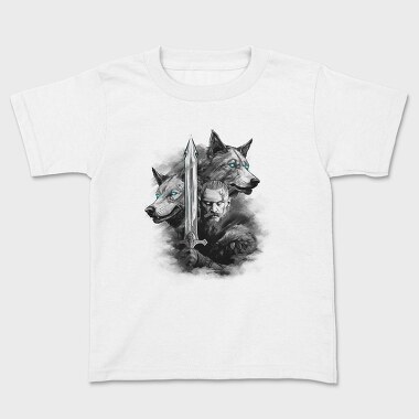 Viking and Wolves, Kids' T-Shirt