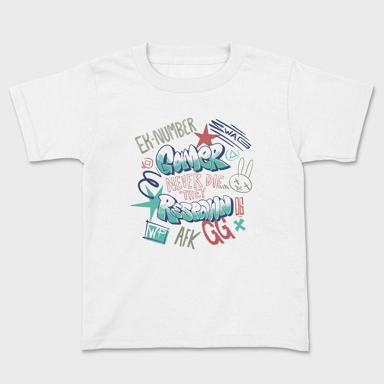 Gaminer Never Die Afk Gg Street Style, Kids' T-Shirt