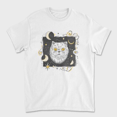 Cosmic White Cat, Unisex Men's T-Shirt