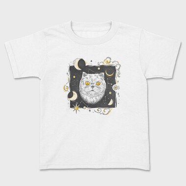 Cosmic White Cat, Kids' T-Shirt