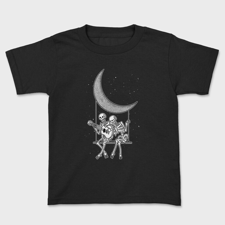 Skeletons Couple Guitar Moon, Kids' T-Shirt