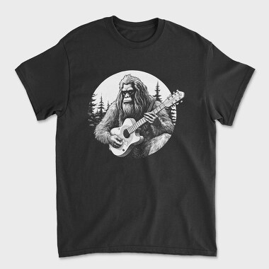 Bigfoot Playing Guitar, Unisex Men's T-Shirt