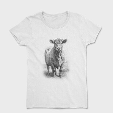 Cow Hand Drawn Style Braunvieh, Women's T-Shirt