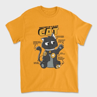 Black Cat Anatomy, Unisex Men's T-Shirt