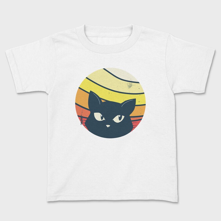 Black Cat Sunset Retro, Kids' T-Shirt
