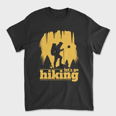 Унисекс Мъжка Тениска, Lets Go Hiking Yellow