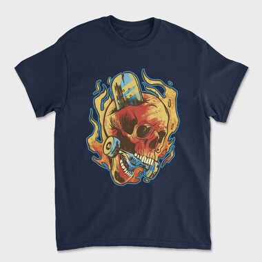 Skull Skater in Fire, Unisex Men's T-Shirt