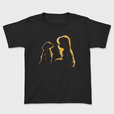 Детска Тениска, Girl Dog Silhouette