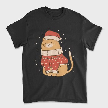 Unisex Men's T-Shirt, Cute Cat Christmas