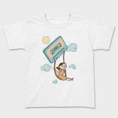 Girl Swinging on a Cassette Tape, Kids' T-Shirt