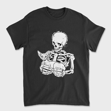 Skull With Cat, Unisex Men's T-Shirt