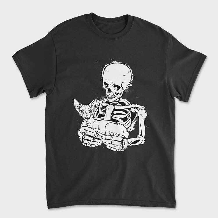 Skull With Cat, Unisex Men's T-Shirt