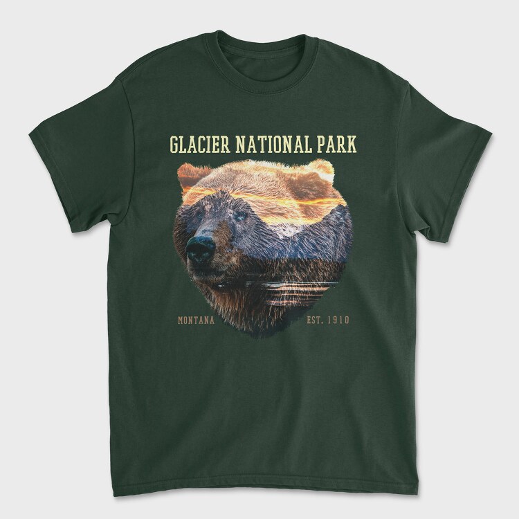 Glacier National Park Bear Lanscape, Унисекс Мъжка Тениска