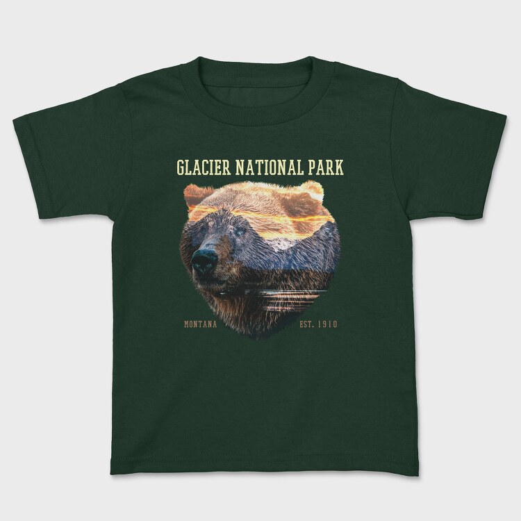 Glacier National Park Bear Lanscape, Kids' T-Shirt