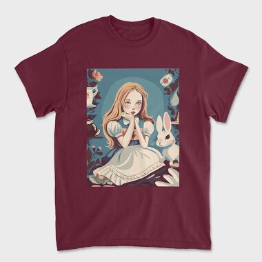 Cute Girl With Rabbit, Unisex Men's T-Shirt