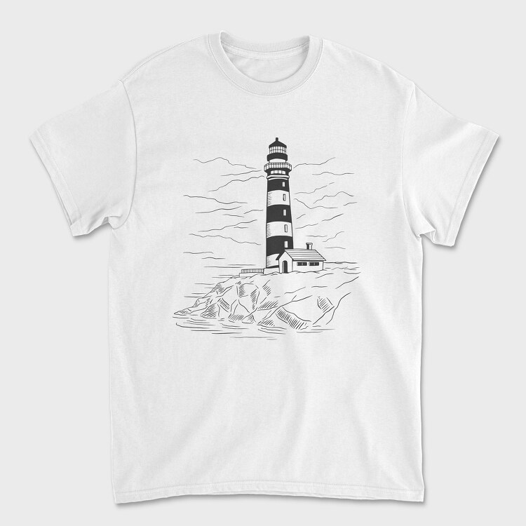 Lighthouse Illustration, Унисекс Мъжка Тениска
